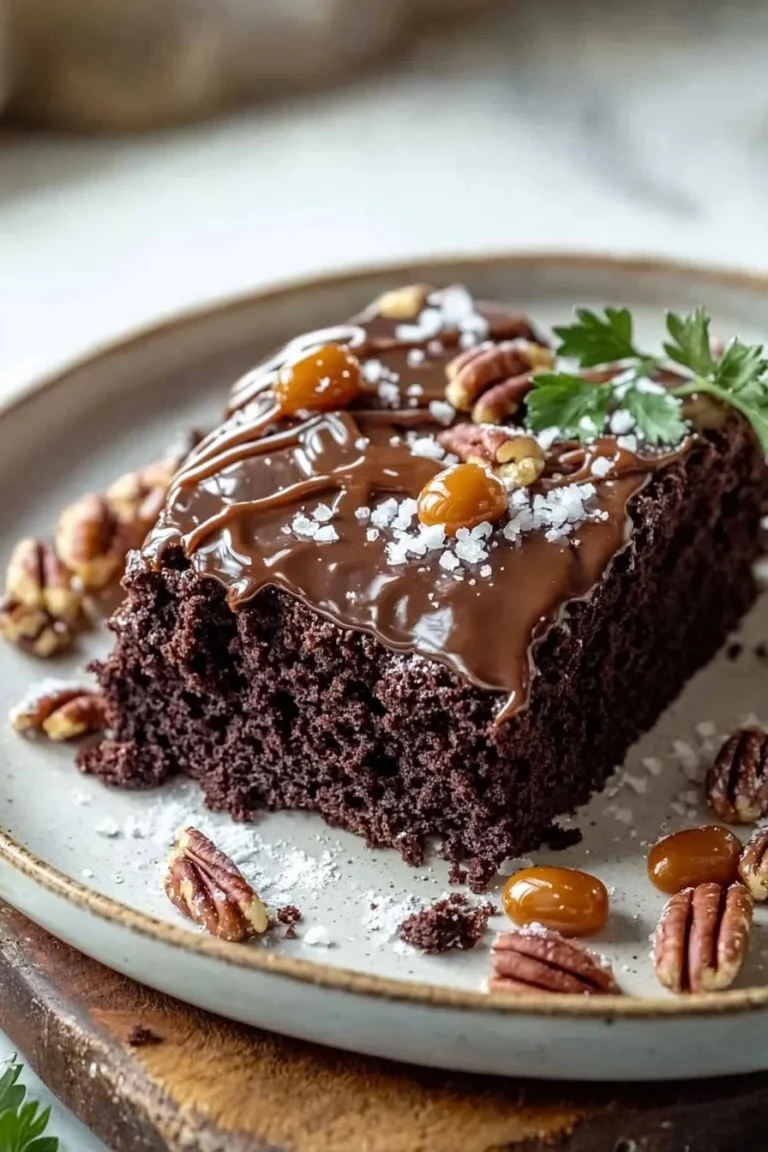 Schokoladentorte mit Karamell dekoriert für ein süßes Dessertvergnügen