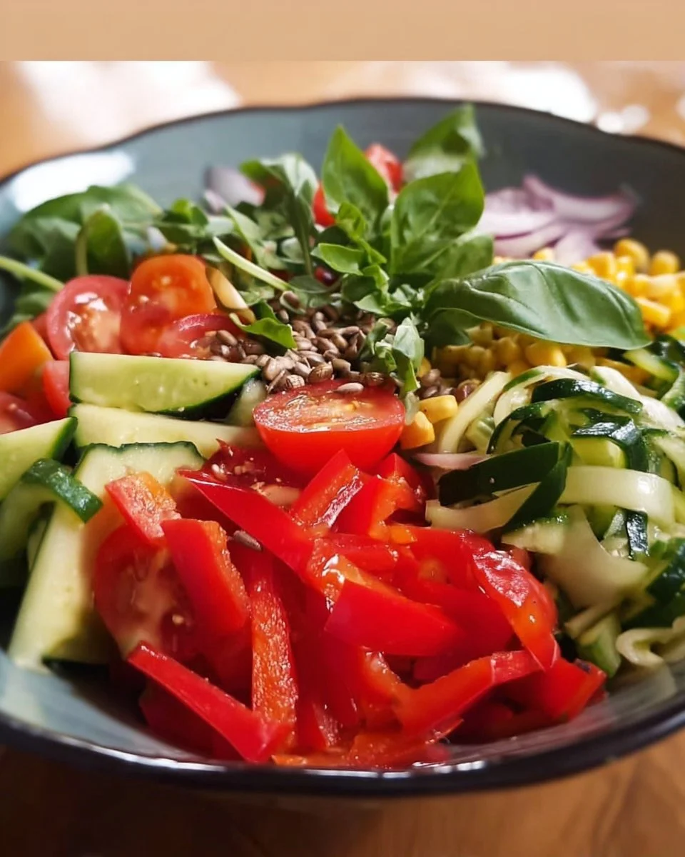 Sommerlicher Salat mit hausgemachtem Dressing