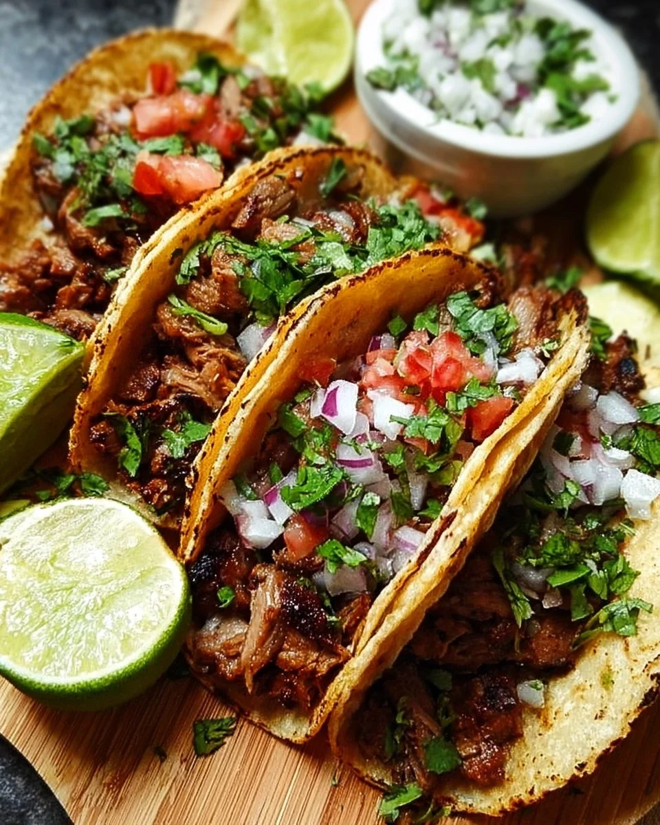 Street Style Rindfleisch-Tacos mit frischen Zutaten und würziger Soße