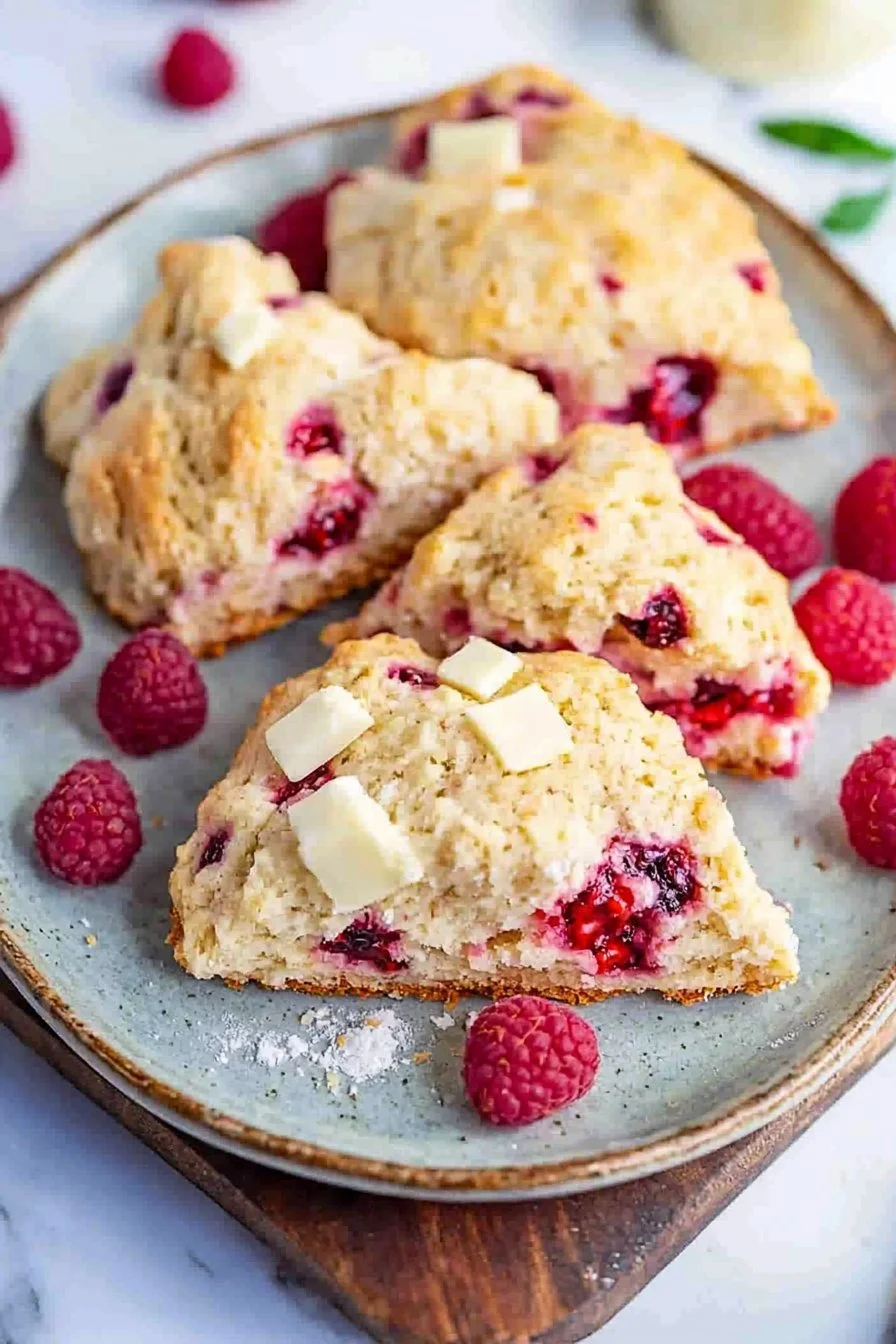 Weiße Schokolade Himbeer Scones
