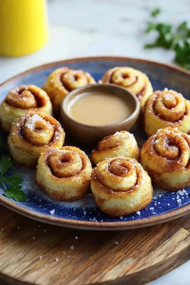Air-Fryer Zimtschnecken-Bites in einer Schüssel serviert