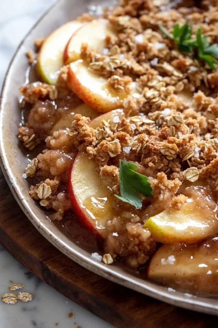 Leckeres Apfel Crisp aus frischen Äpfeln und knusprigem Topping