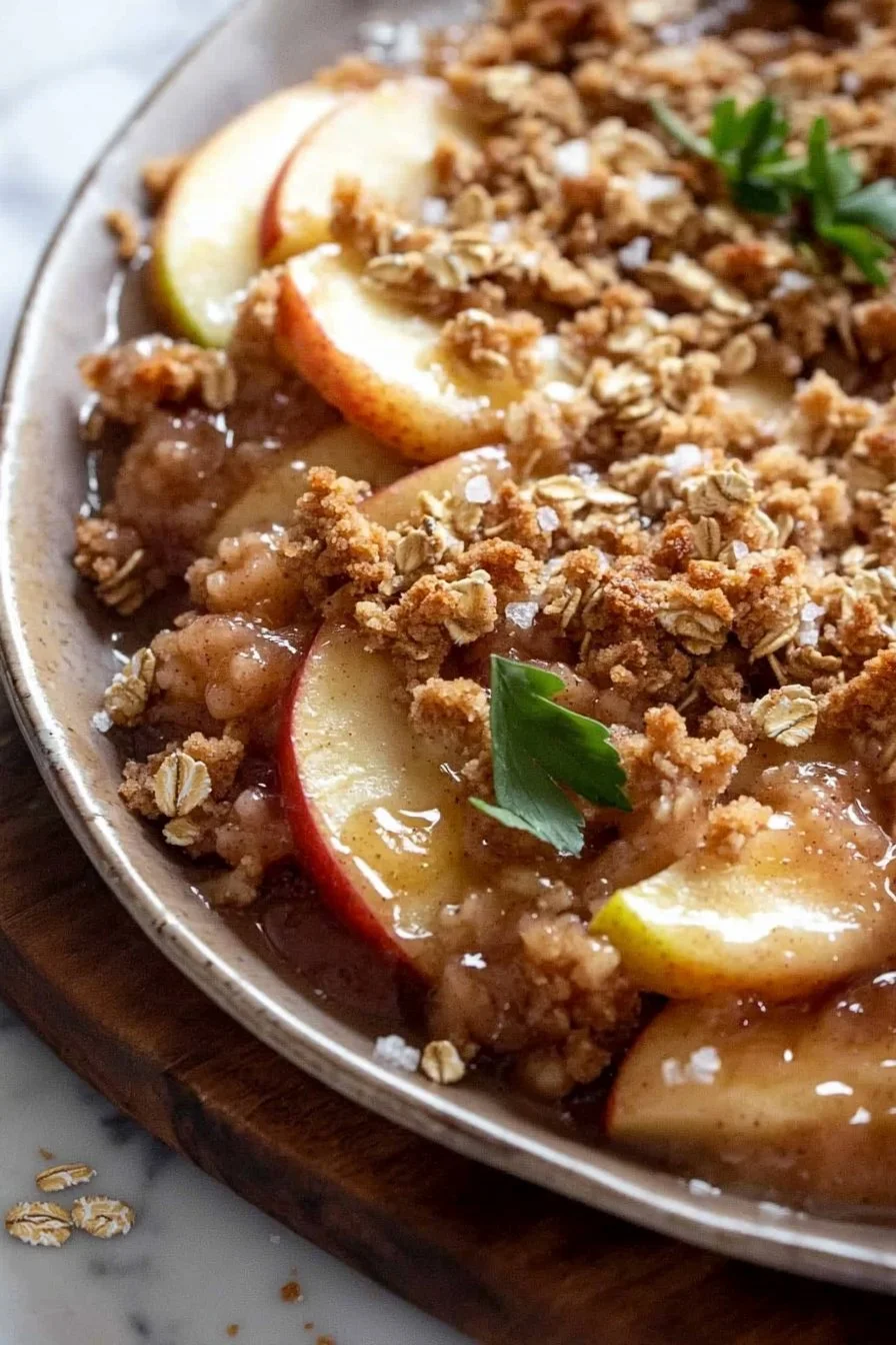 Leckeres Apfel Crisp aus frischen Äpfeln und knusprigem Topping