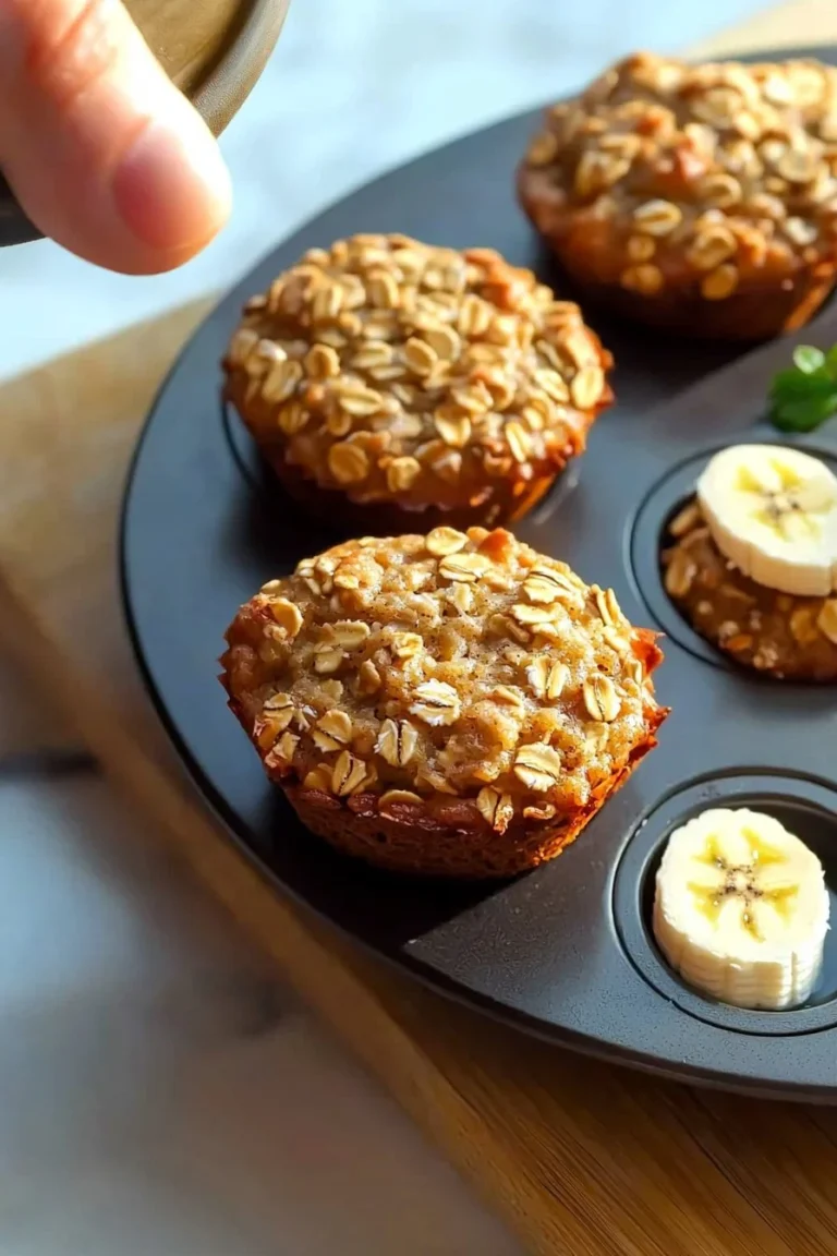Leckere Bananen-Haferflocken-Muffins auf einem Tisch serviert.