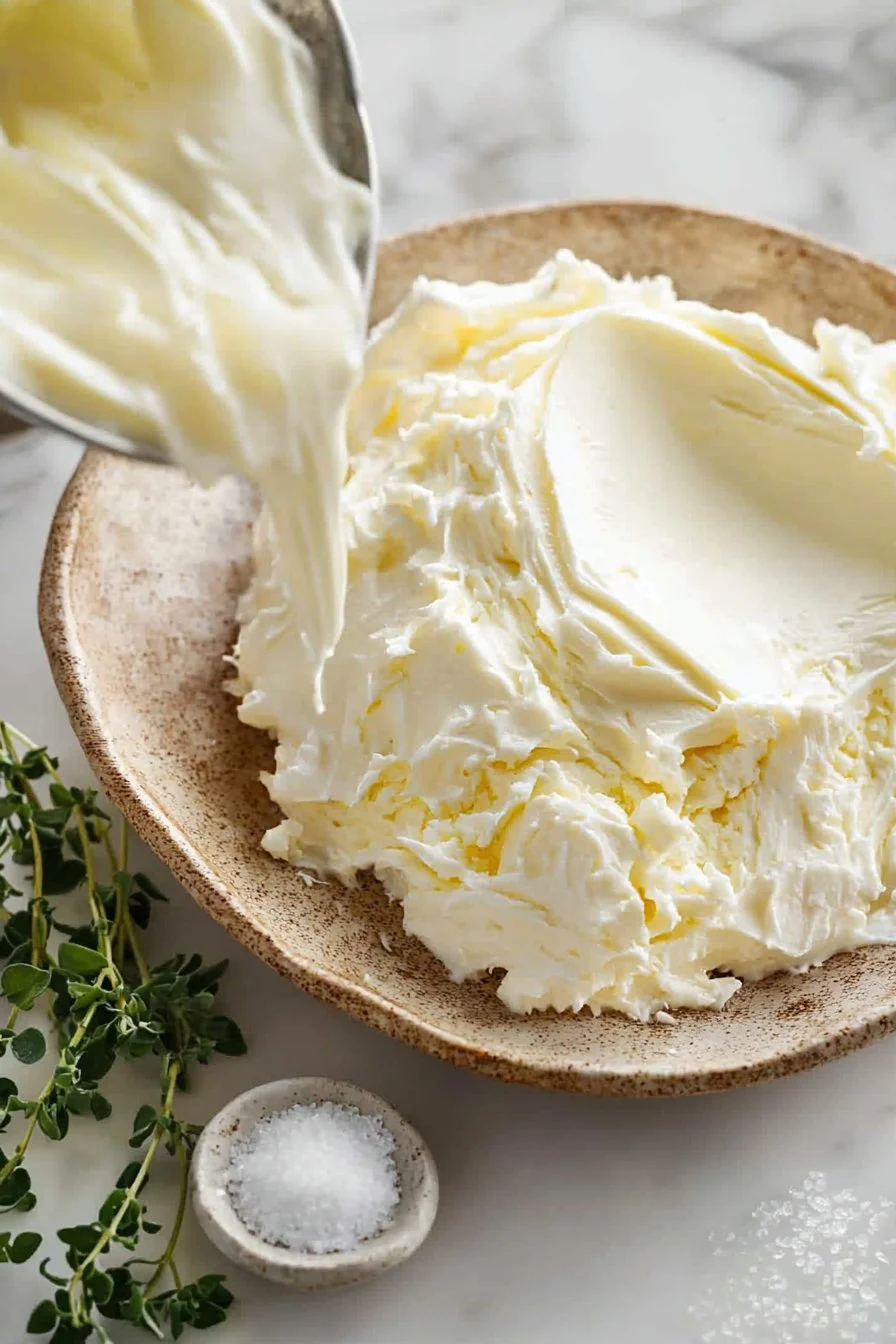 Leckere Frischkäse-Glasur auf einem frisch gebackenen Kuchen