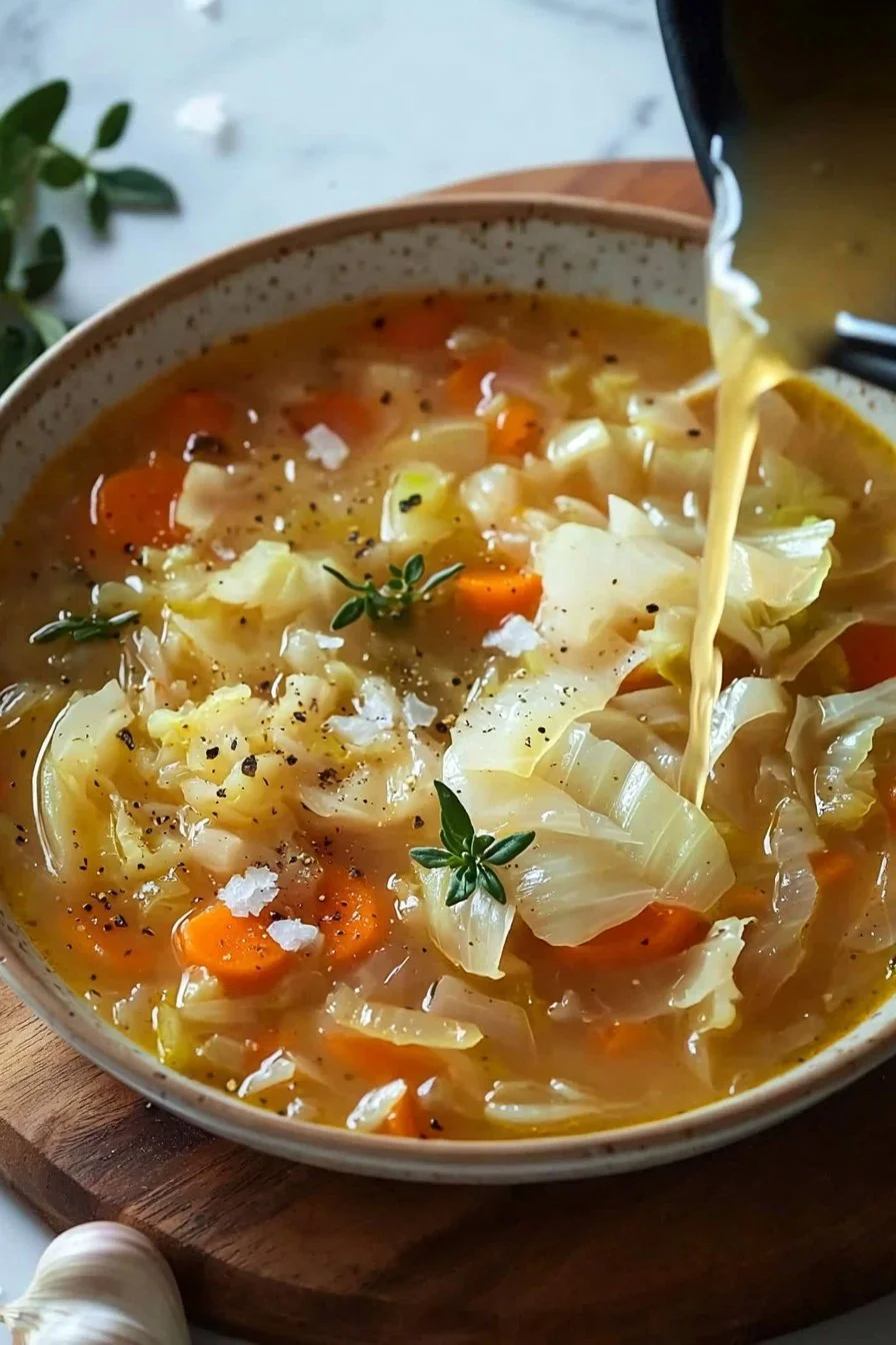 Leckere Kohlsuppe auf einem Teller serviert, perfekt für jede Mahlzeit.