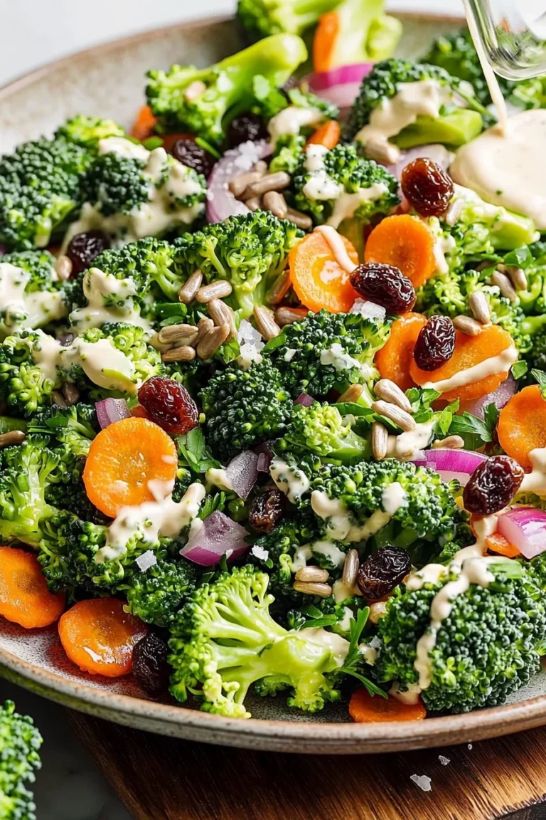Schüssel mit leckerem Brokkoli-Salat und frischen Zutaten