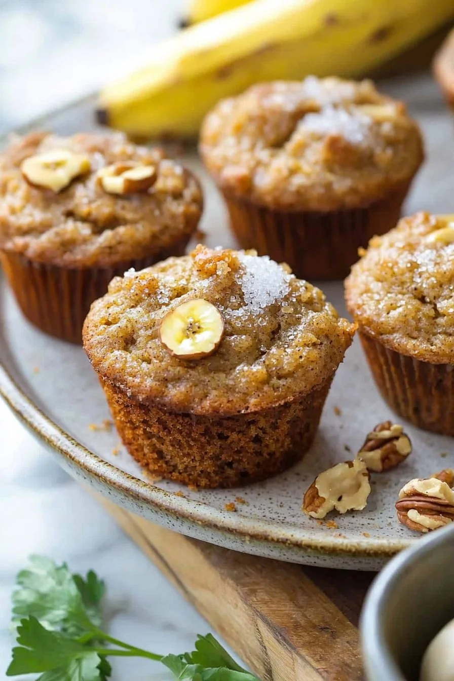 Brauner Zucker-Bananen-Nuss-Muffins
