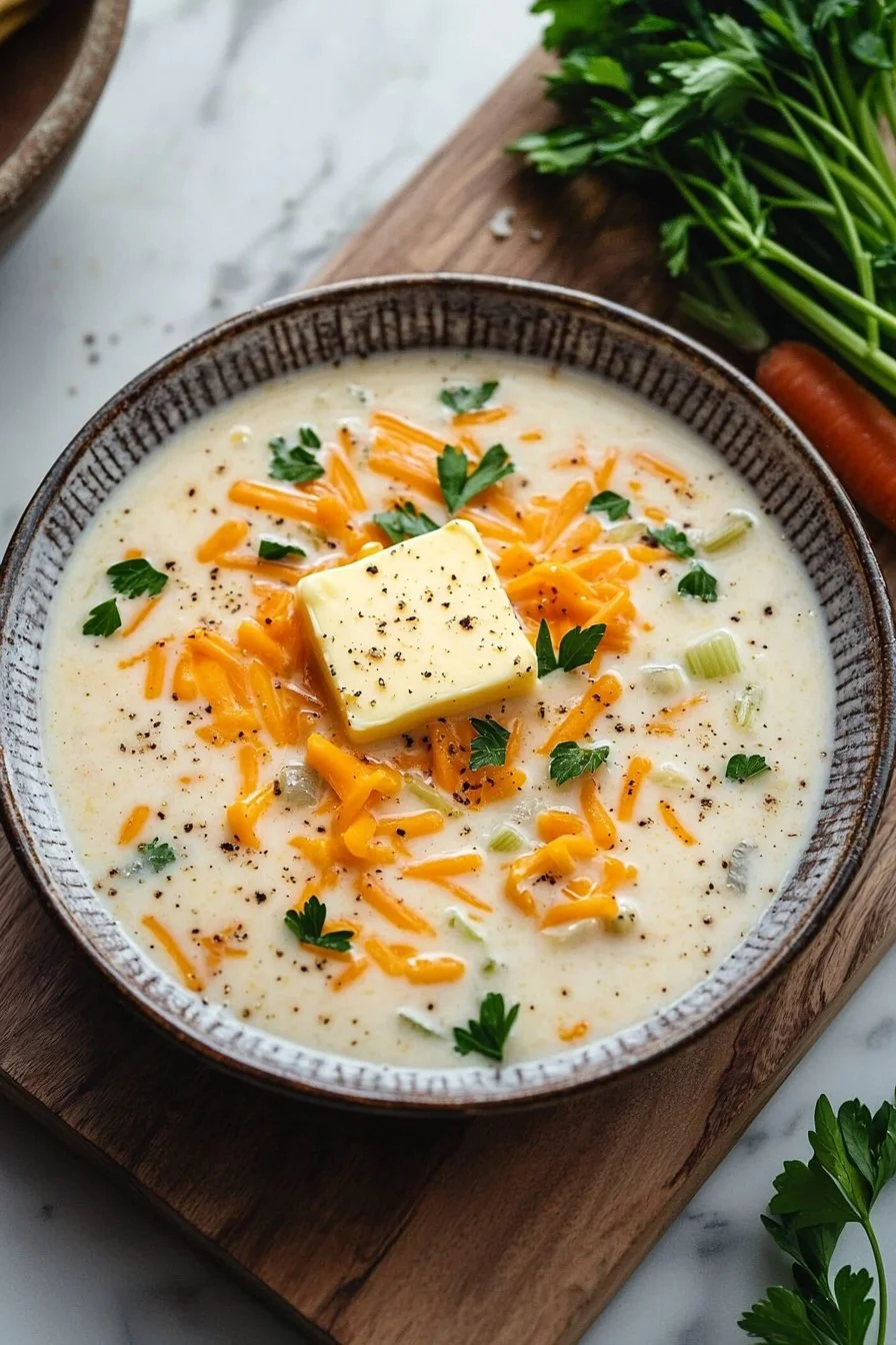 Cremige Cheddar-Käse-Suppe Komfort-Schüssel