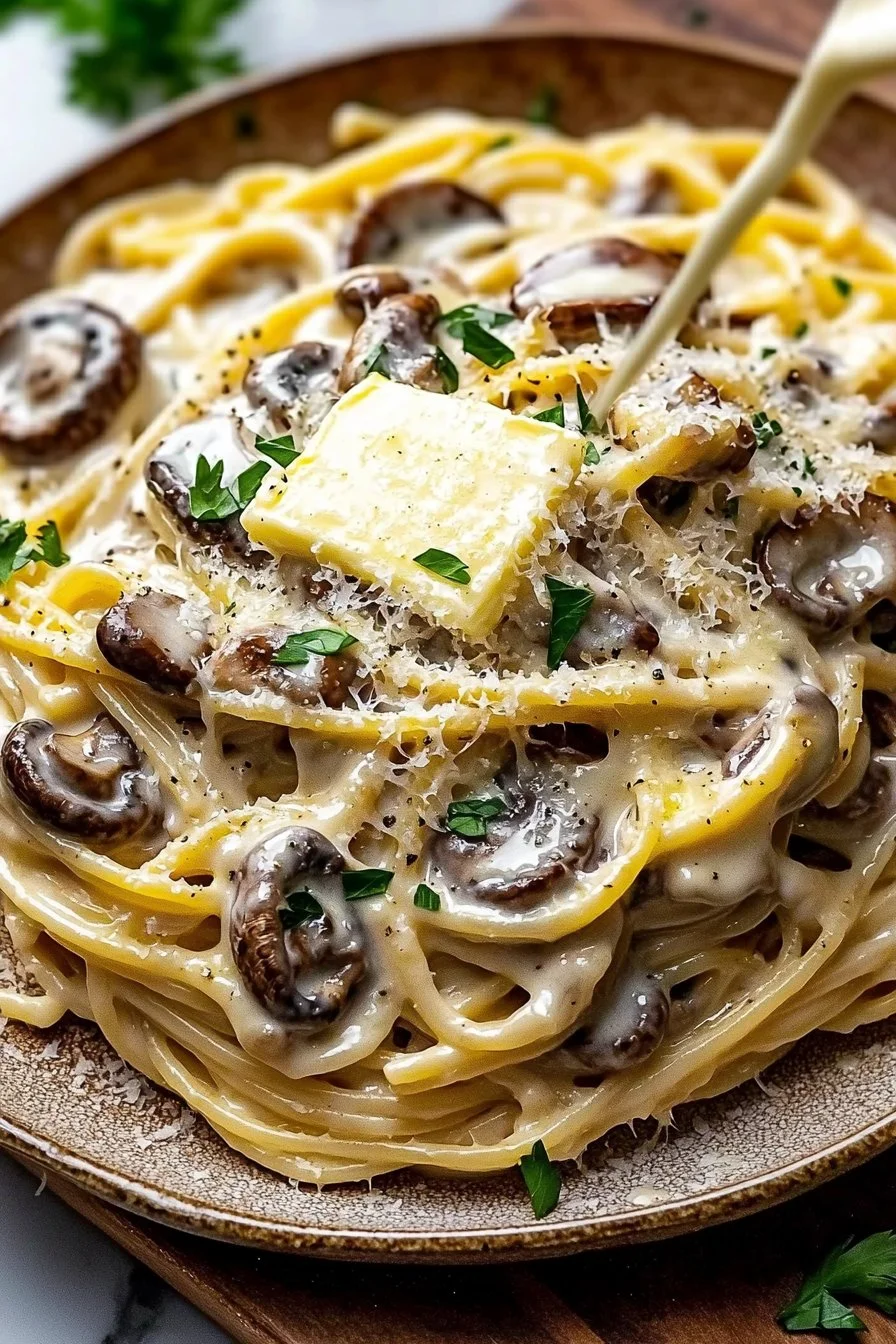 Cremige Pilz-Gruyere-Pasta