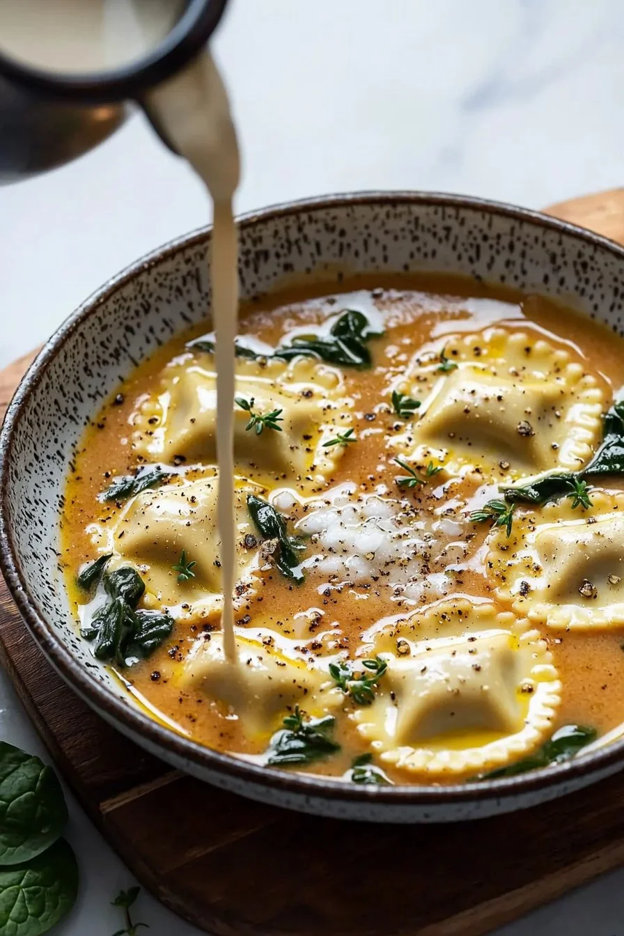 Cremige toskanische Ravioli-Suppe