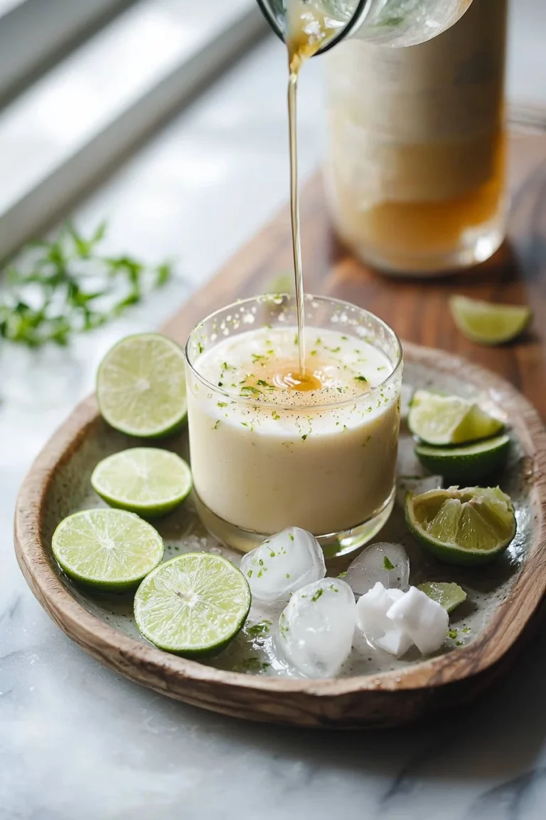 Cremiger Kokos-Limetten-Mocktail mit frischen Limetten und Kokosmilch.