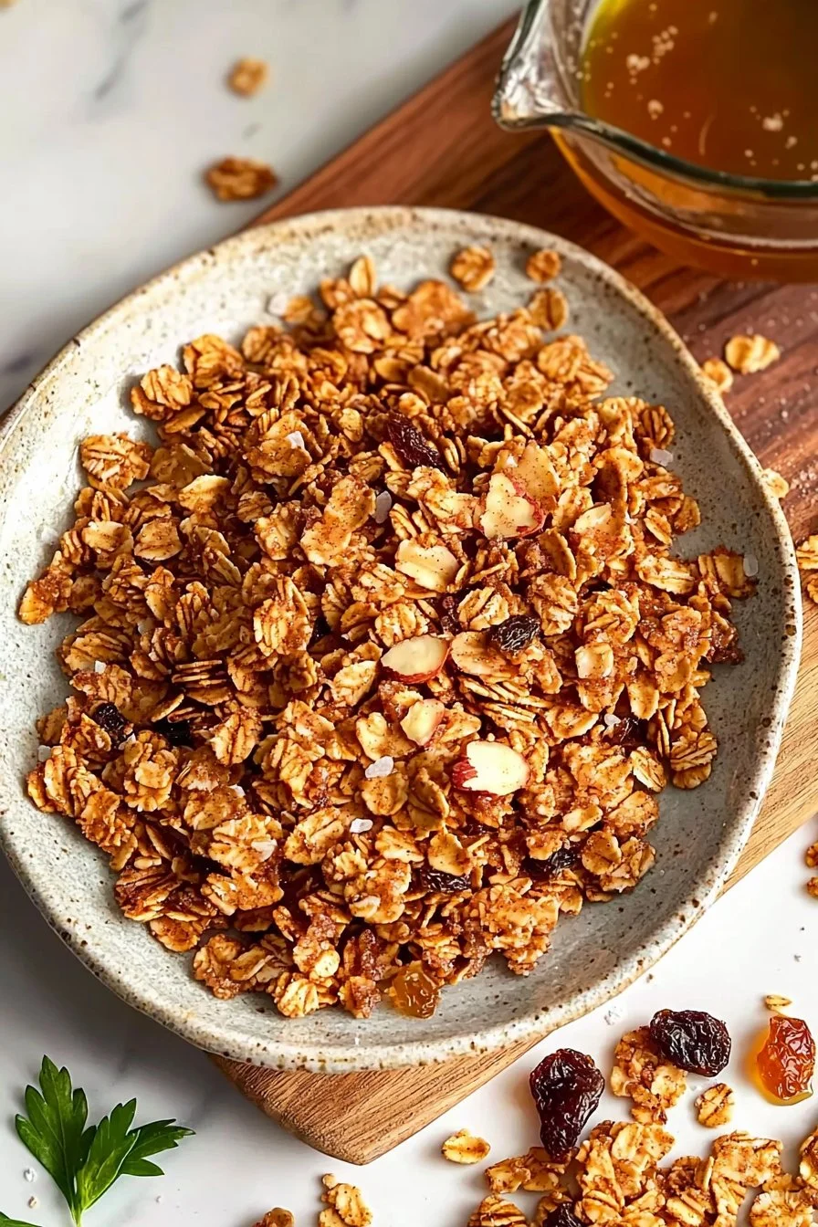 Knusprige hausgemachte Zimt-Granola in einer Schüssel