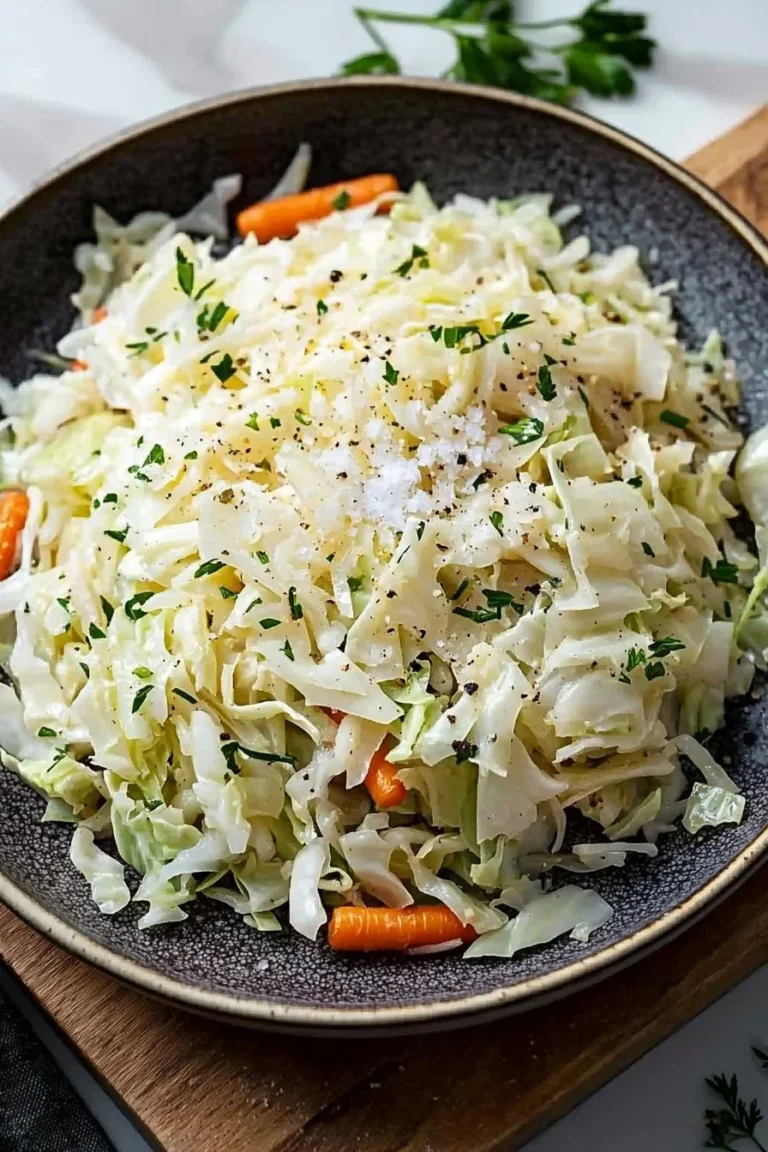 Leckeres Rezept für deutschen Krautsalat in einer bunten Schüssel