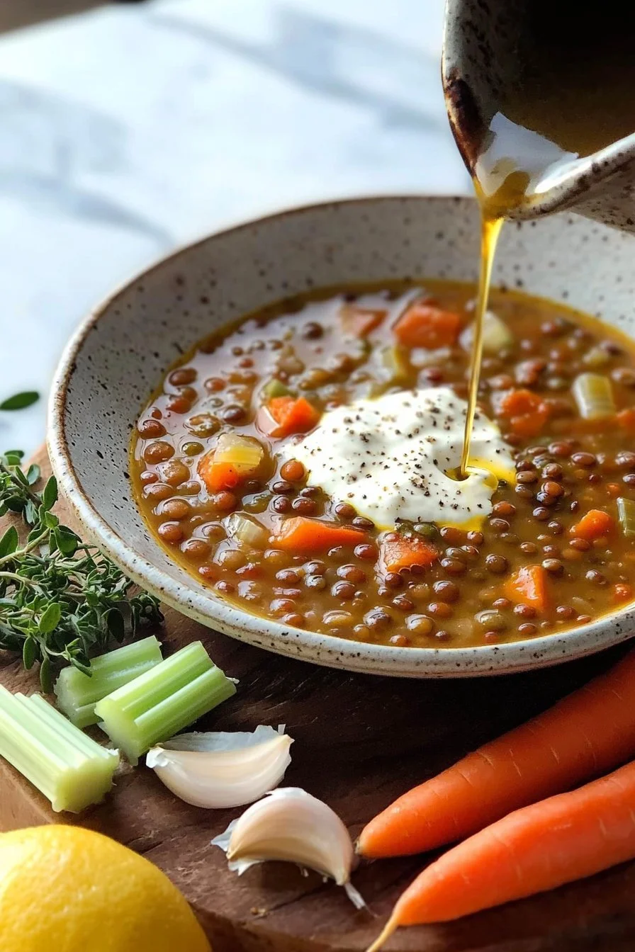 Einfache griechische Linsensuppe