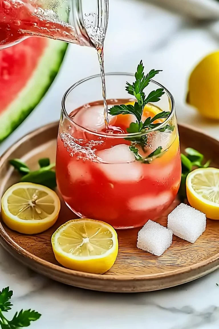 Erfrischende Wassermelonen-Limonade in einem Glas mit Limettenscheibe