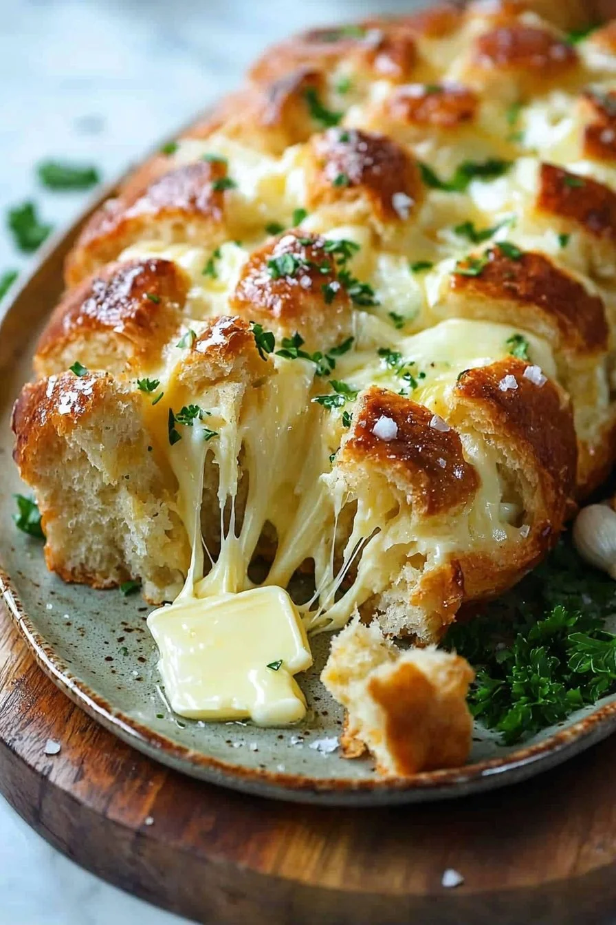 Einfaches Käse- und Knoblauch-Zupfbrot