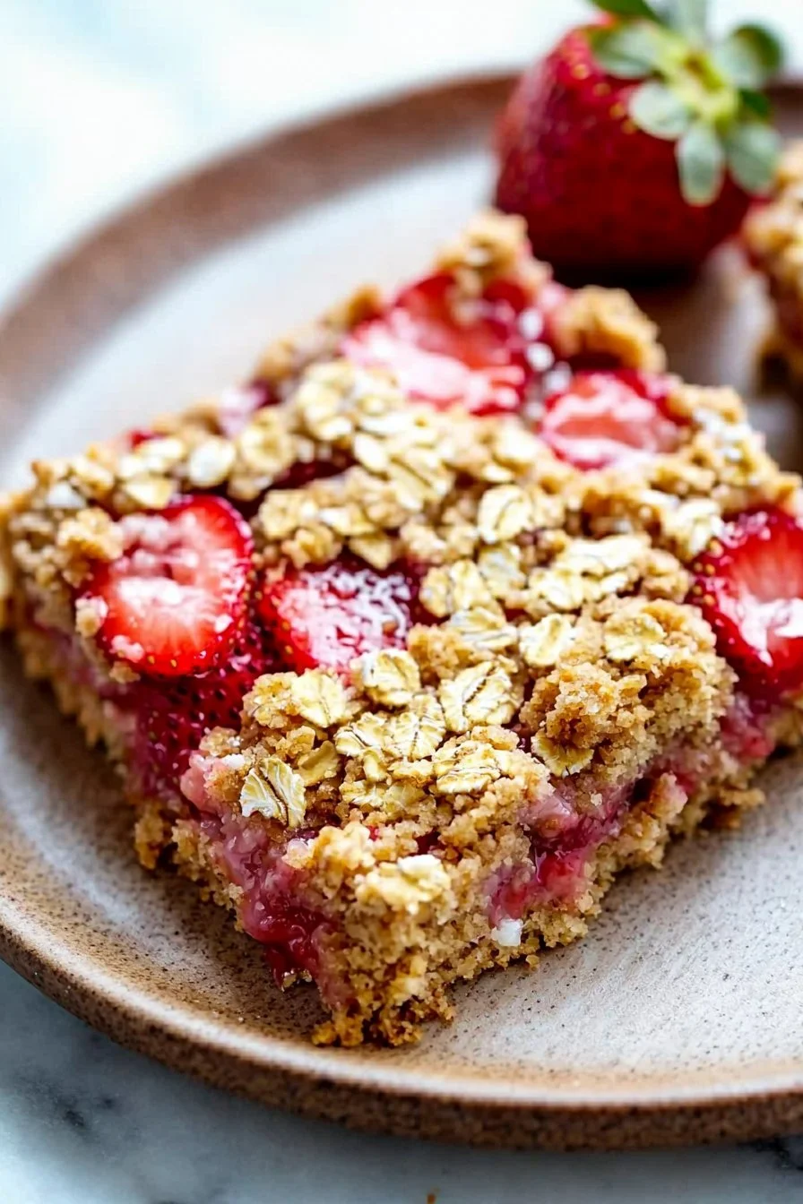 Erdbeer-Haferflocken-Crumble-Riegel