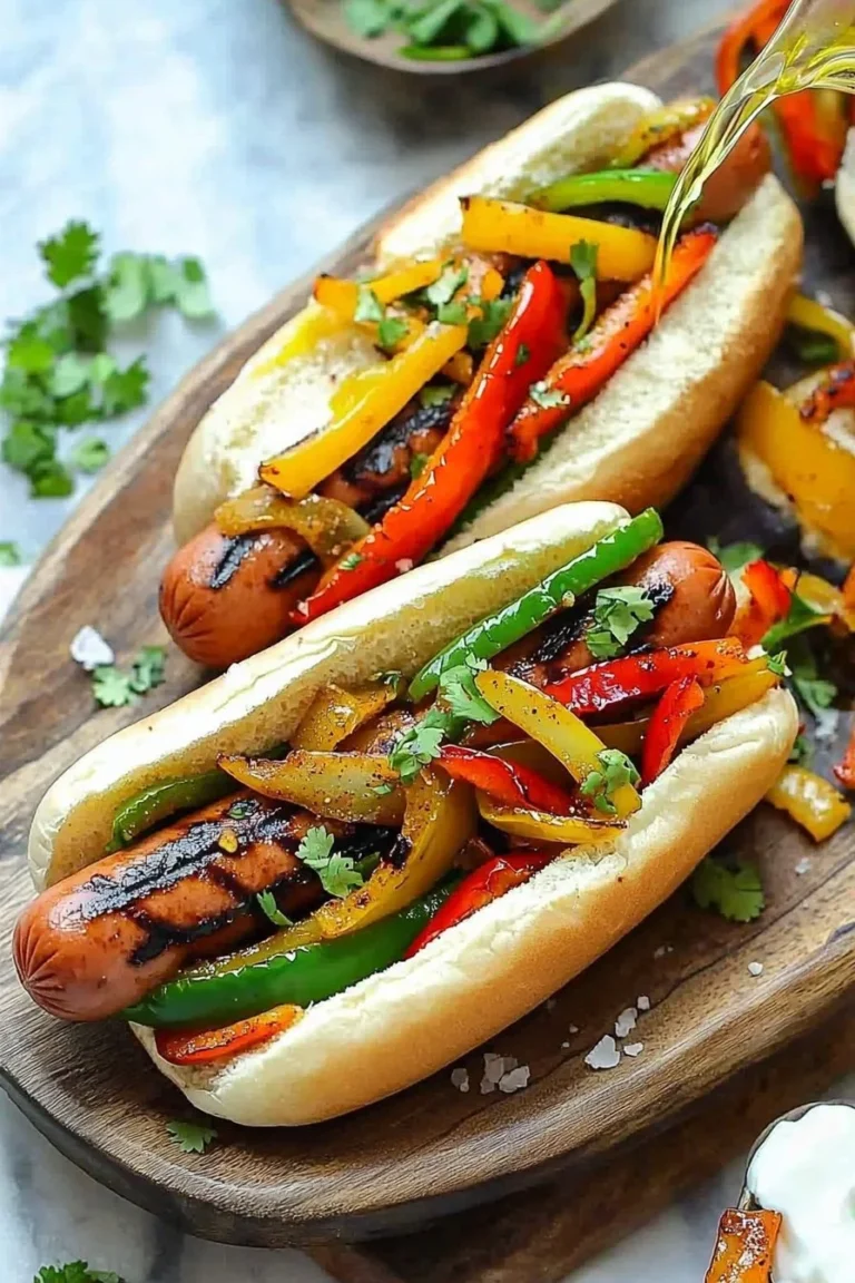 Gegrillte Fajita-Rindfleisch-Hot-Dogs auf einem Grill serviert
