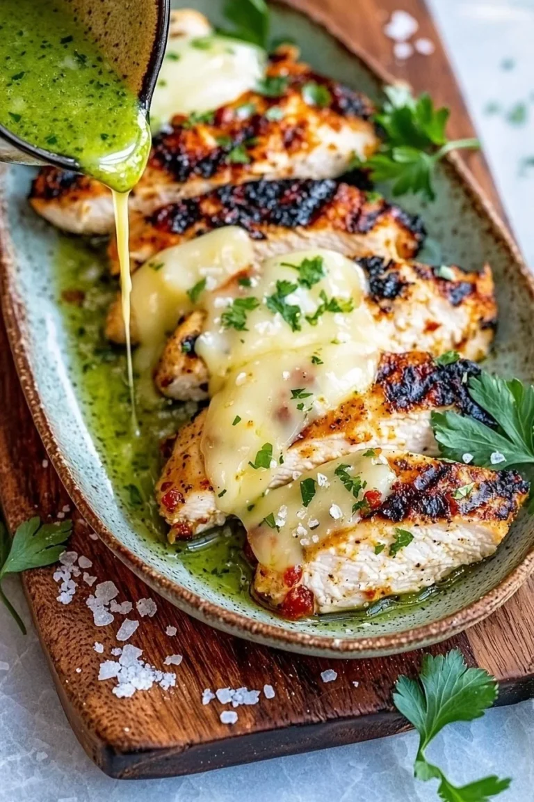 Gegrilltes Salsa Verde Hühnchen mit Pepper Jack Käse auf dem Grill präsentiert