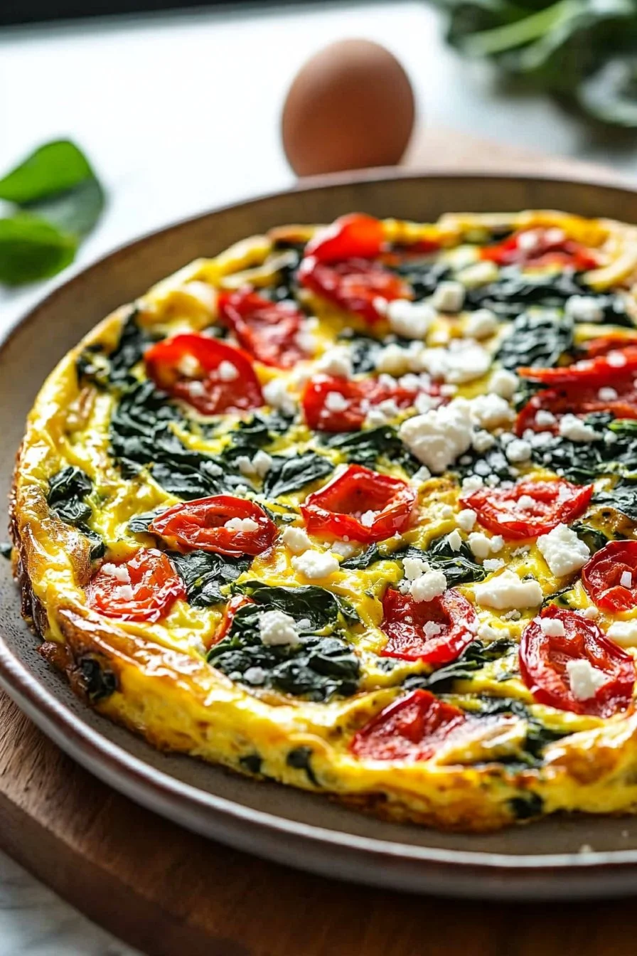 Geröstete Paprika und Spinat Frittata