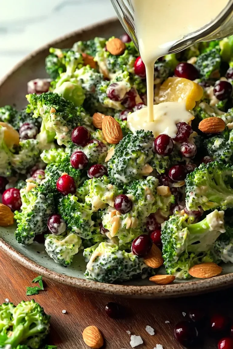 Gesunder Brokkoli-Cranberry-Salat mit frischen Zutaten und Nüssen.