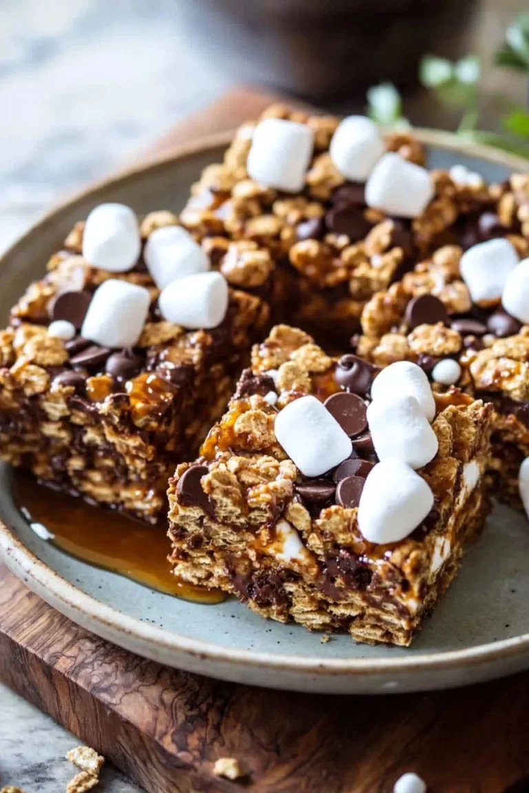 Goldene Graham S'mores Riegel mit Schokolade und Marshmallows