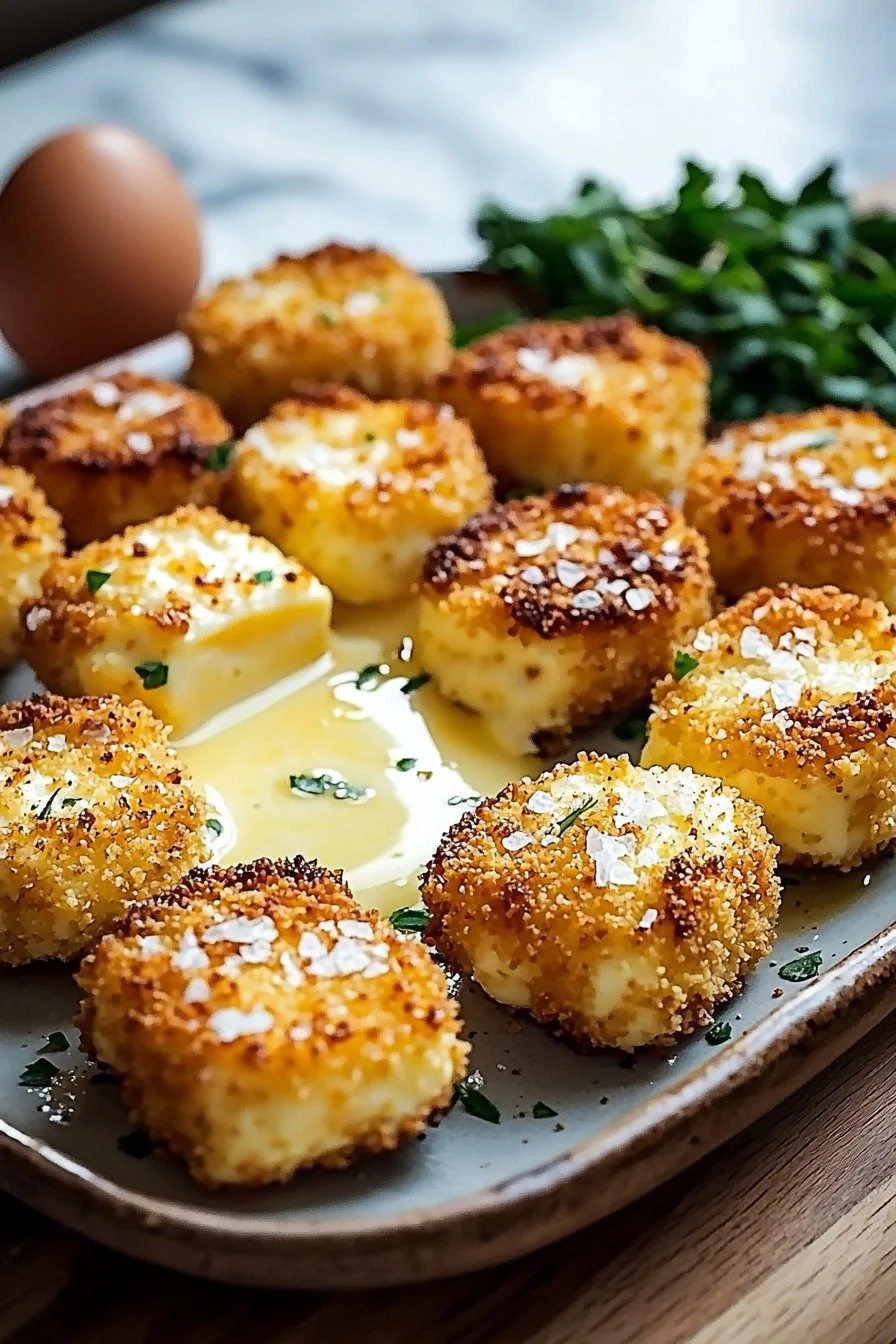 Goldene Käse-Bissen aus Parmesan und Mozzarella