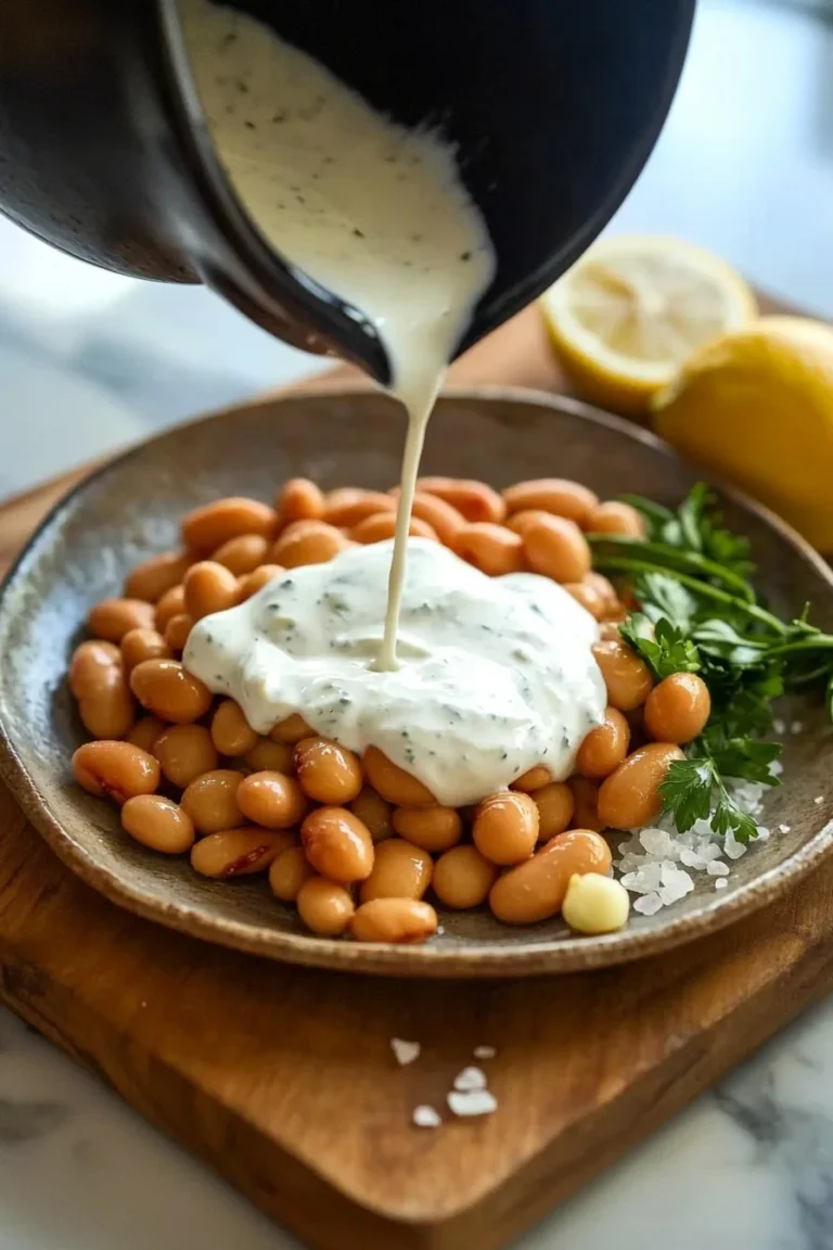 Schüssel mit griechischem Joghurt und Butterbohnen für ein leckeres Gericht.
