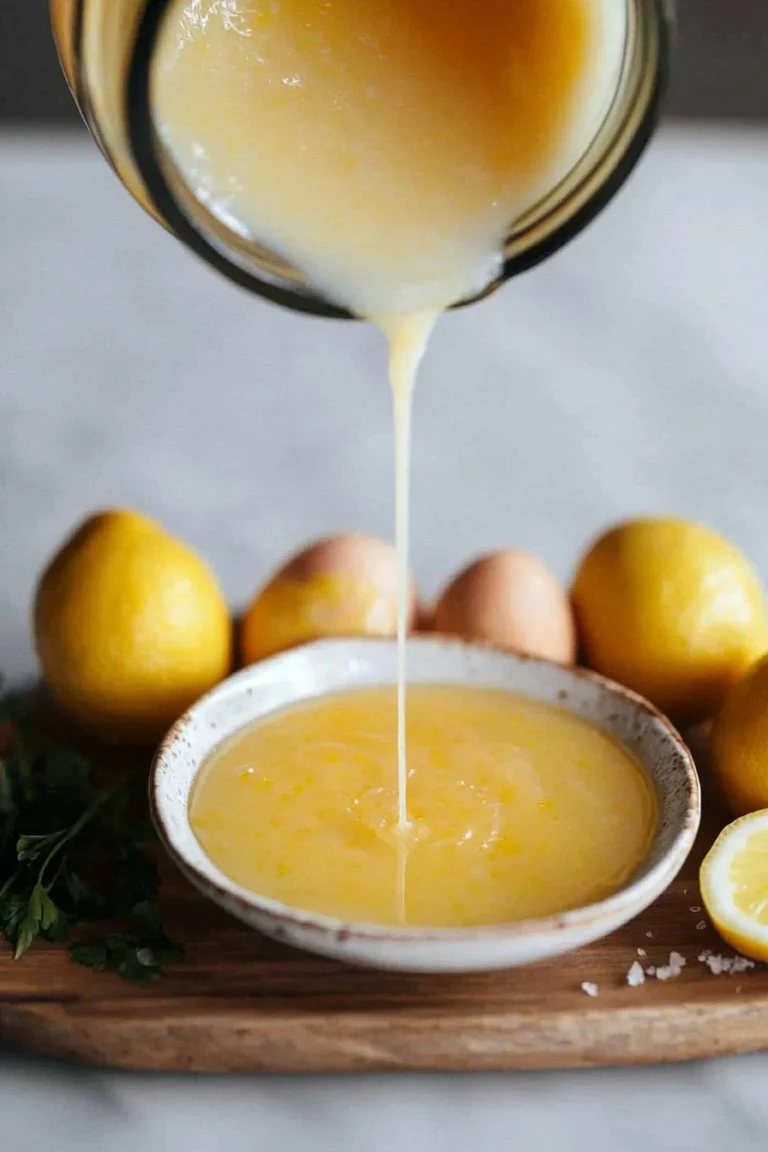 Hausgemachtes Zitronen-Curd in einem Glas mit Zitronenscheiben