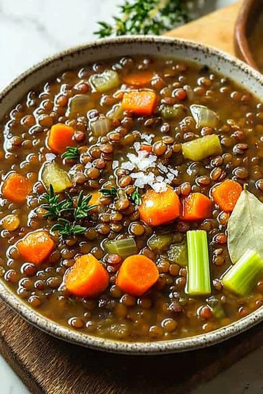 Herzhafter französischer Linsensuppe