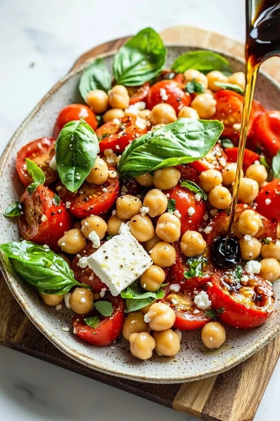 Hoher-Protein Tomaten- und Basilikum-Salat für eine gesunde Ernährung