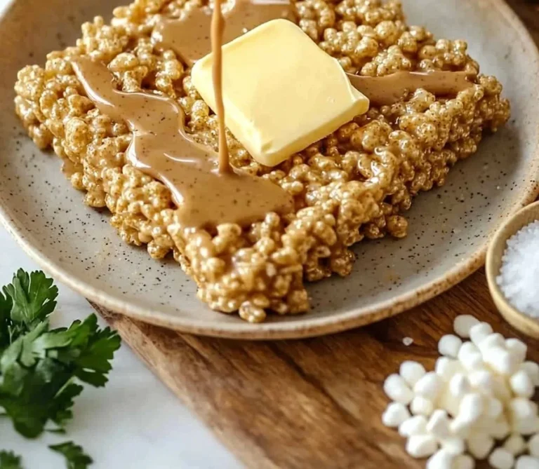 Leckere Biscoff Rice Krispie Treats auf einem Teller