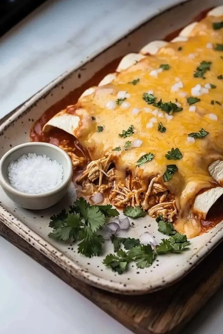 Leckere Käse-Hühnchen-Enchiladas mit Käse überbacken
