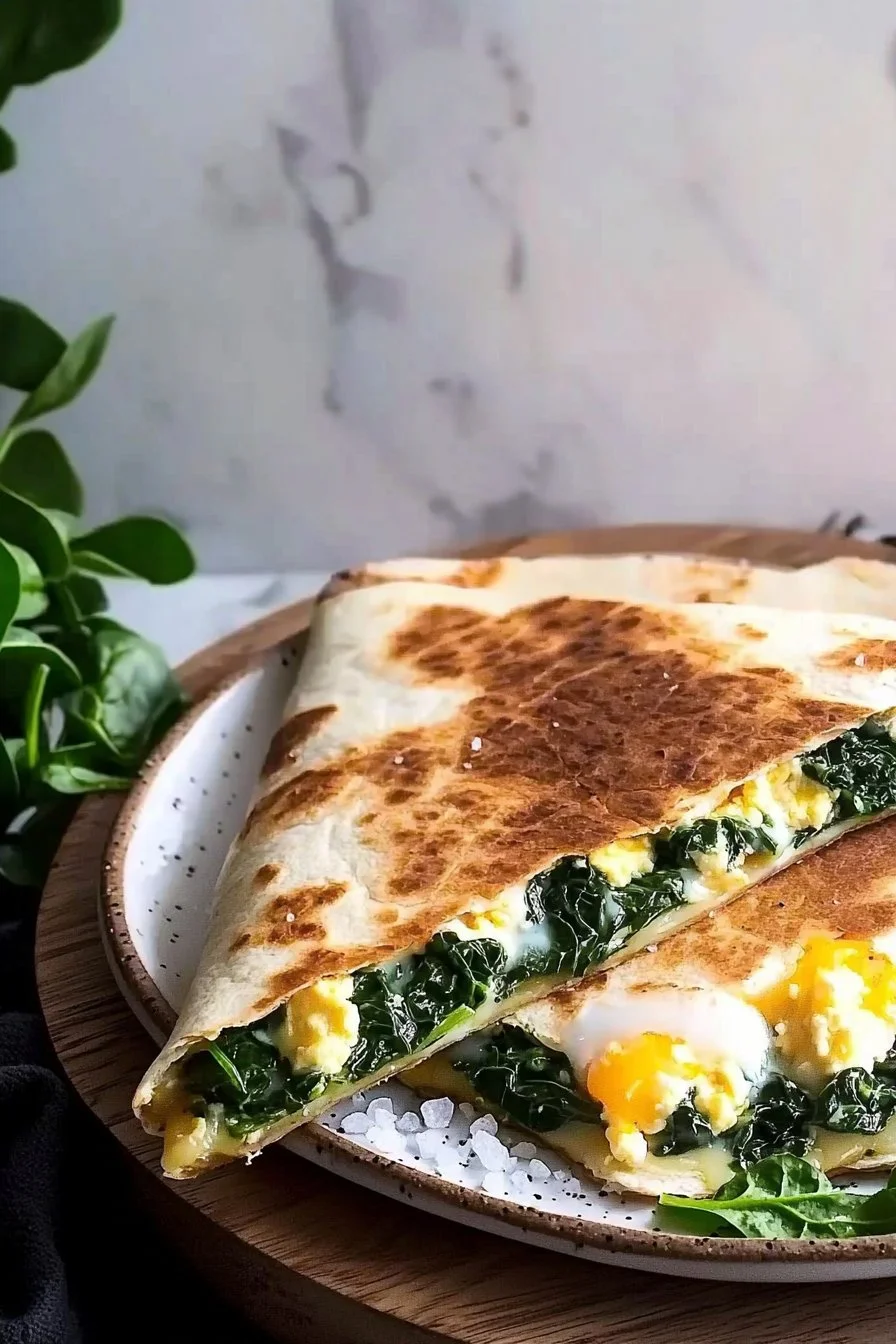 Käsige Spinat- und Eiweiß-Frühstücks-Quesadilla