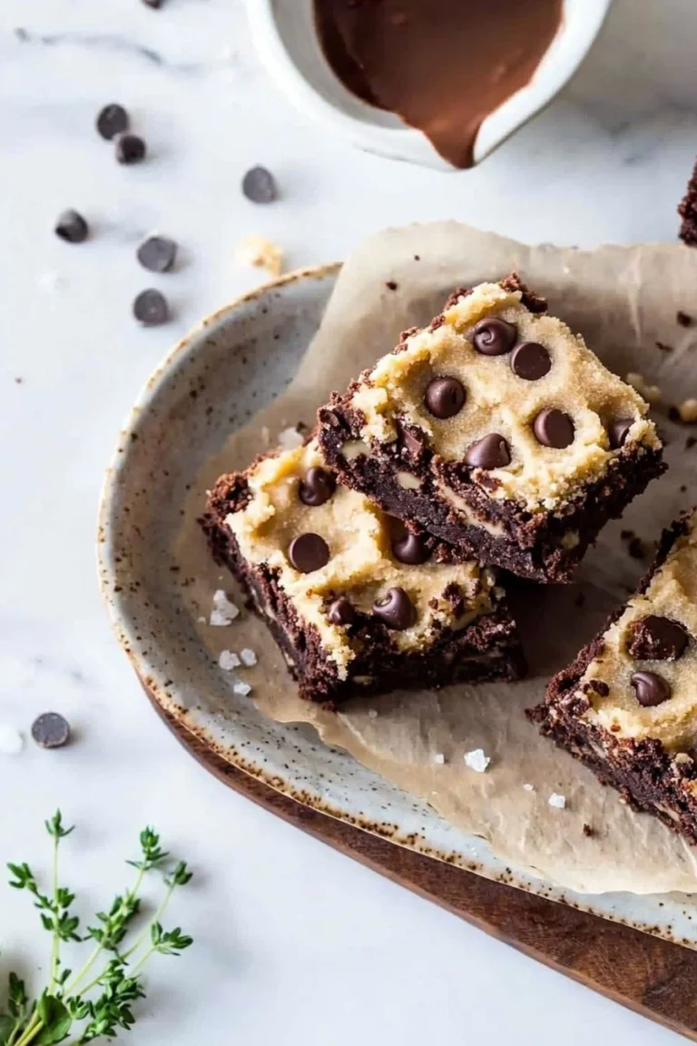 Dekadente Keksteig-Brownies mit Schokoladensauce und Nüssen