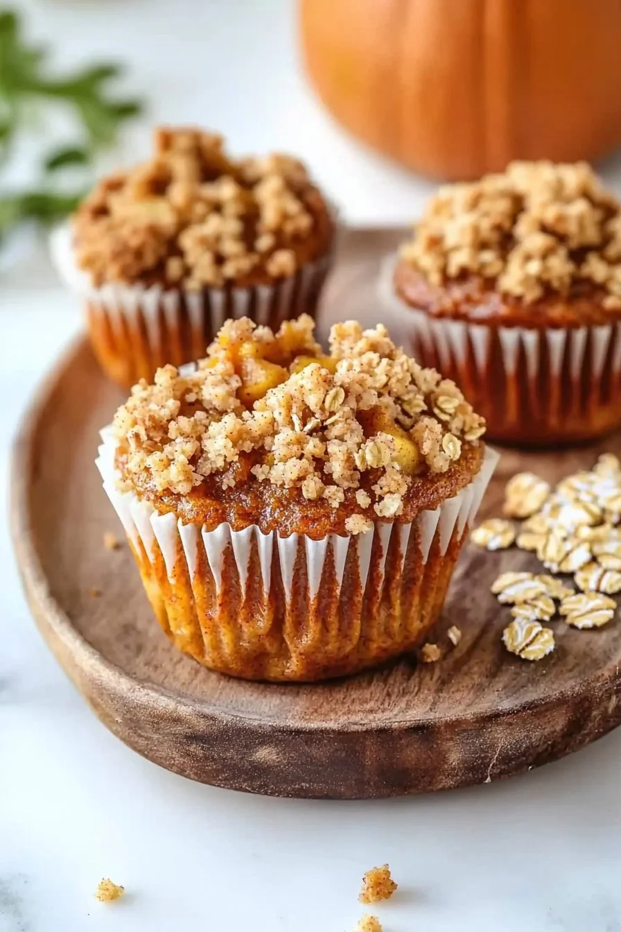 Kleine Portion Apfel-Kürbis-Streusel-Muffins