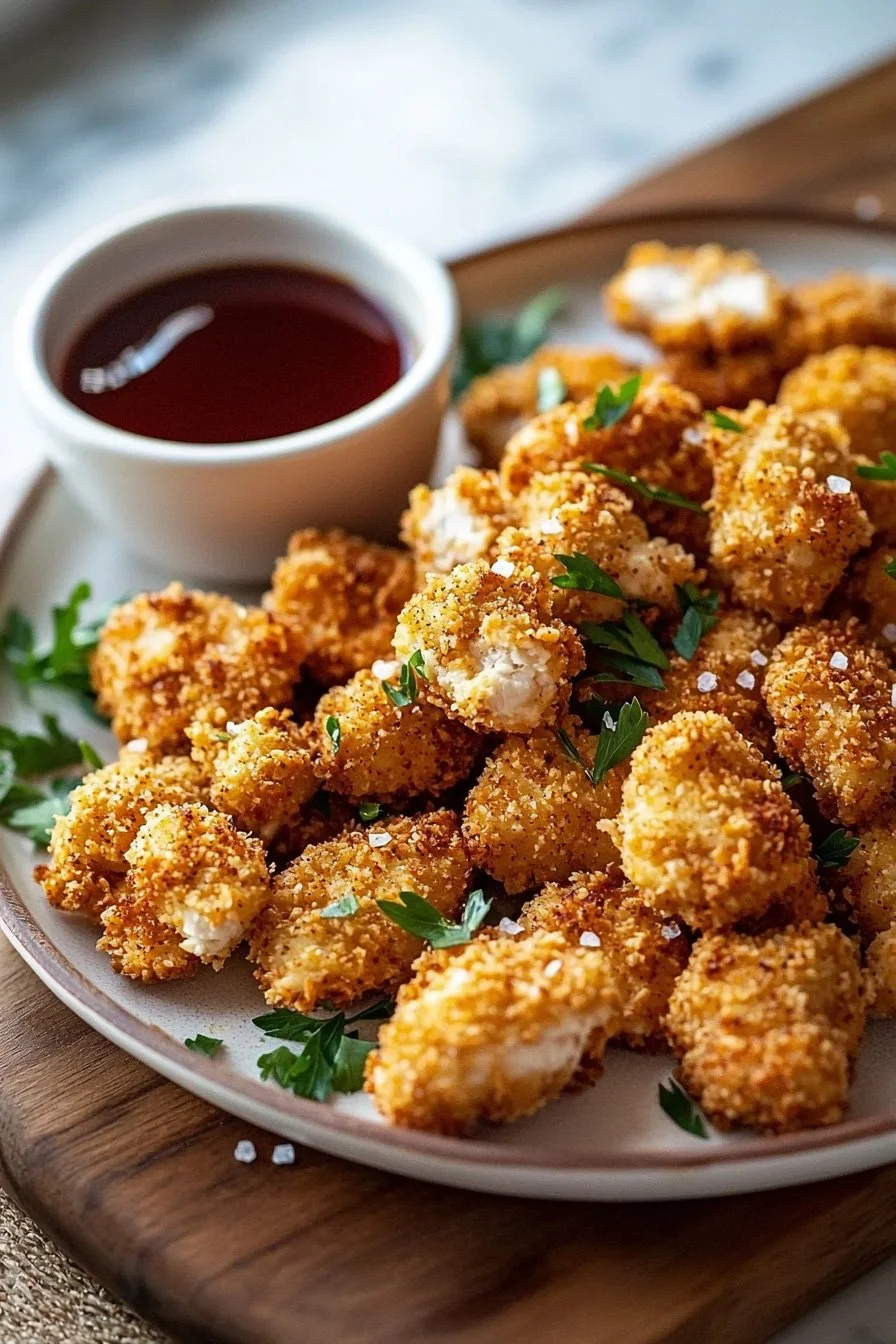 Knuspriges Air Fryer Popcorn-Hühnchen in einer appetitlichen Präsentation