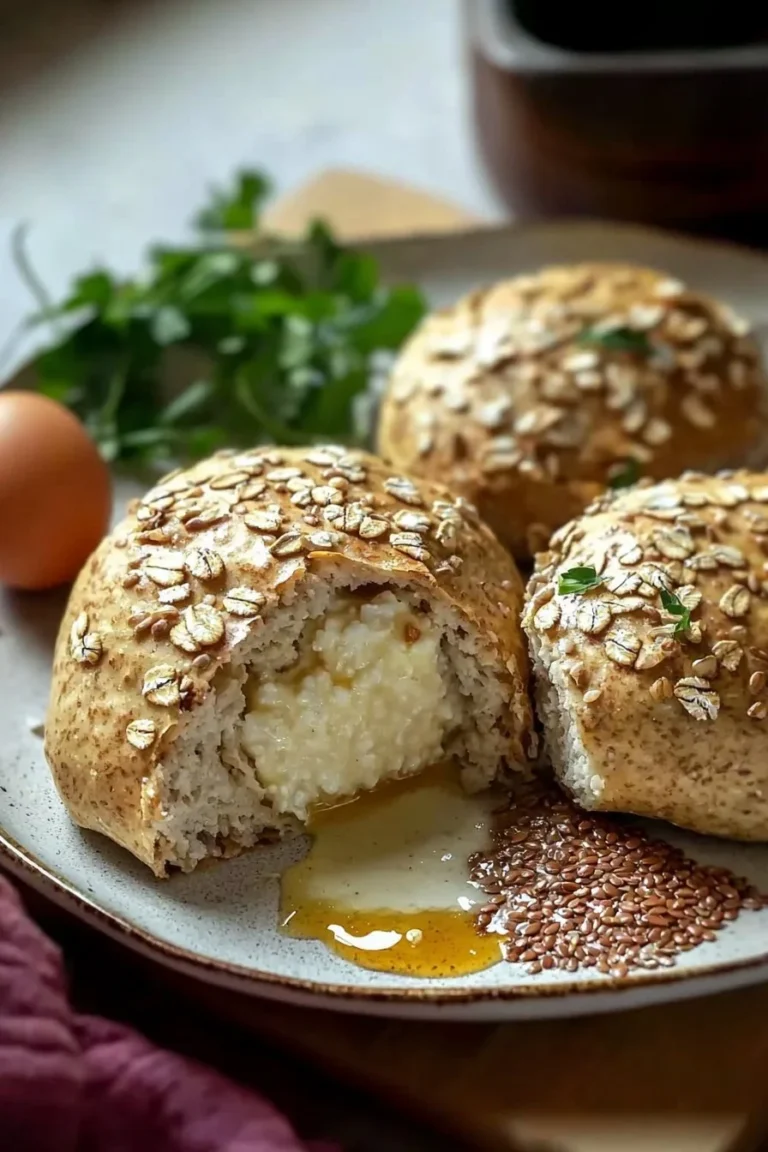 Körnerbrötchen mit Quark frisch gebacken auf einem Holzbrett