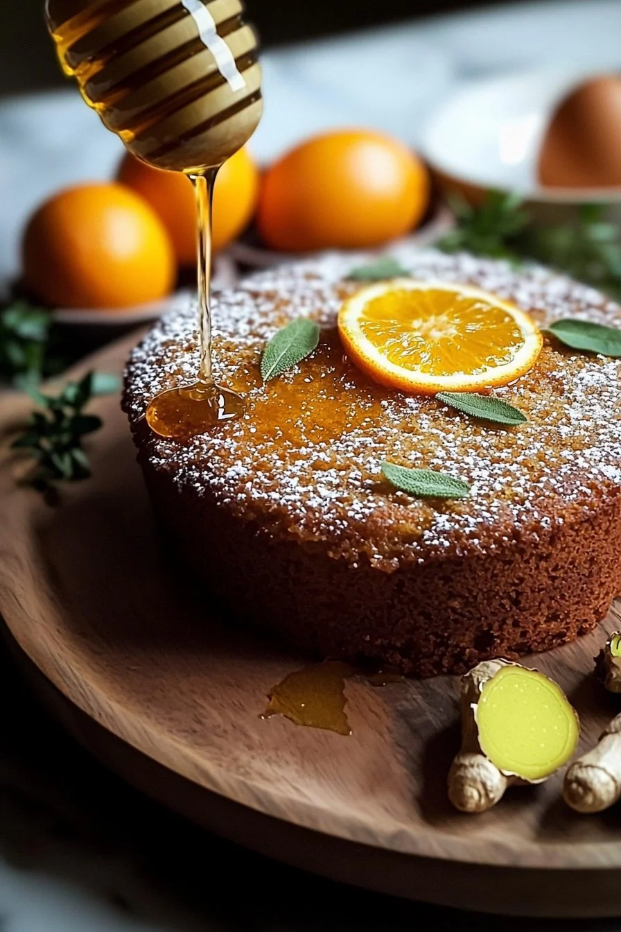 Leckere Orangen-Ingwer-Honigkuchen auf einem rustikalen Holztisch