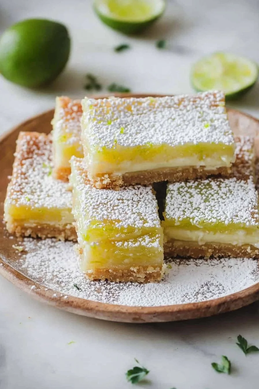 Erfrischende Limettenriegel auf einem weißen Teller