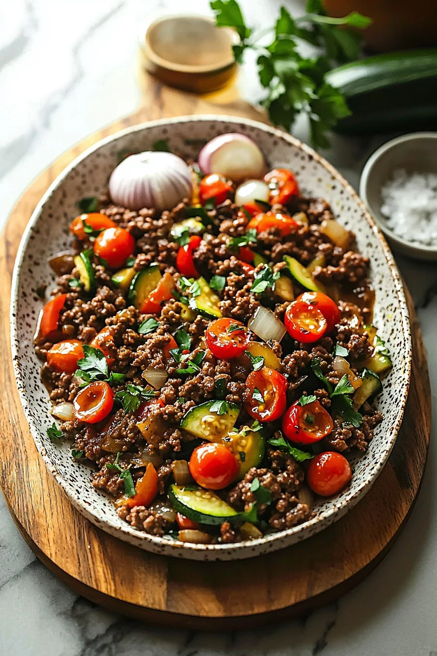 Mediterrane Rinderhackfleisch-Pfanne