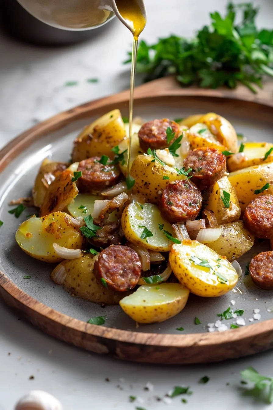 Papas mit Hähnchenwurst