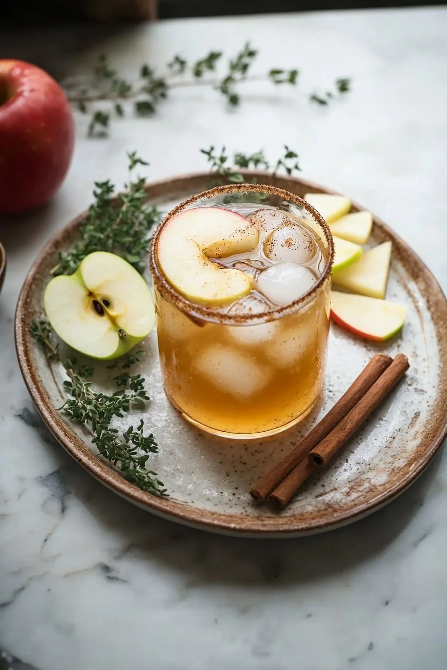 Räucheriger Ernte-Apfelwein-Mocktail mit frischen Äpfeln und Gewürzen