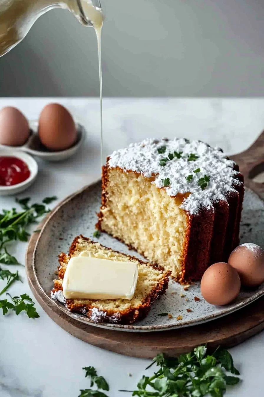 Rezept für alten Butter Pound Cake mit Zutaten und Anleitung.