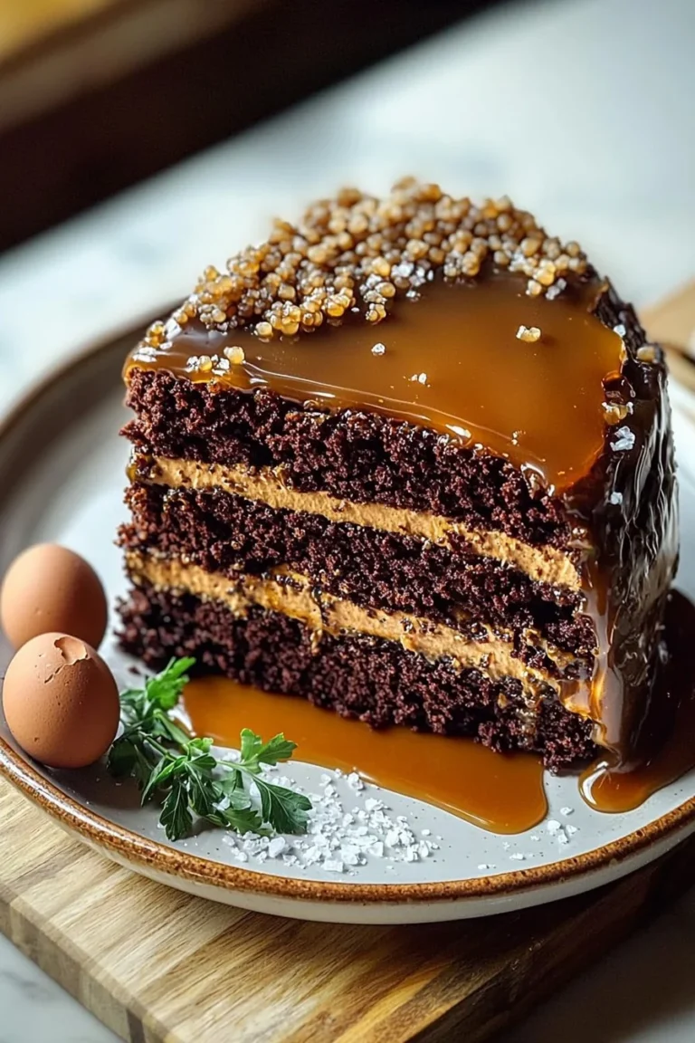 Reicher und samtiger Kaffee-Karamell-Kuchen auf einem Teller serviert