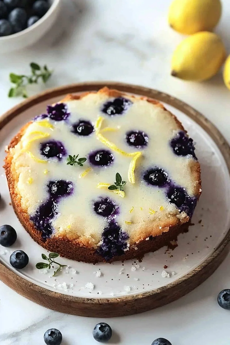 Saftiger Zitronen-Blaubeerkuchen mit frischen Blaubeeren und Zitronengeschmack