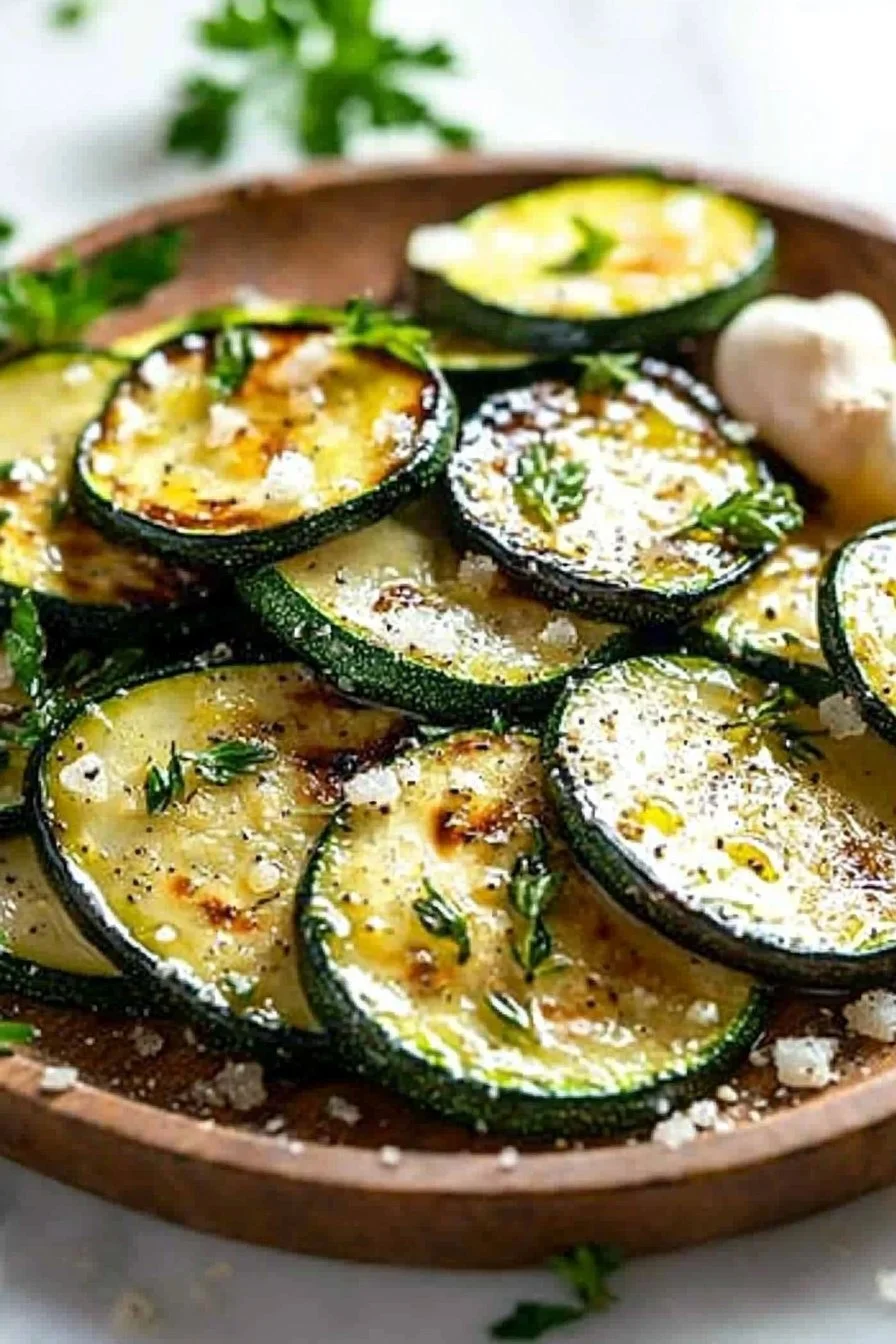 Freshly cooked sautéed zucchini in a skillet, seasoned and ready to serve.