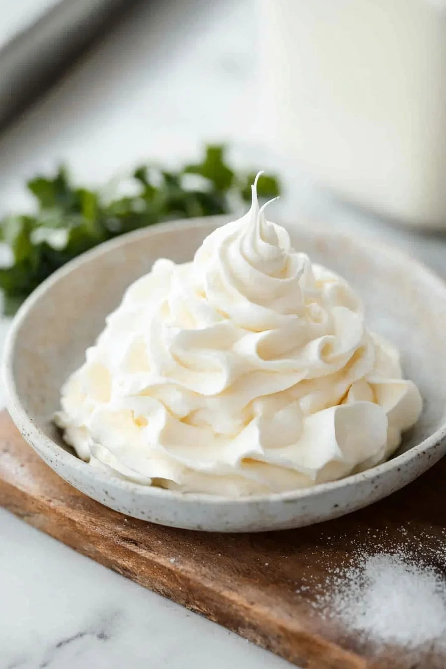 Schlagsahne-Frischkäse-Frosting auf einem Kuchen verteilt