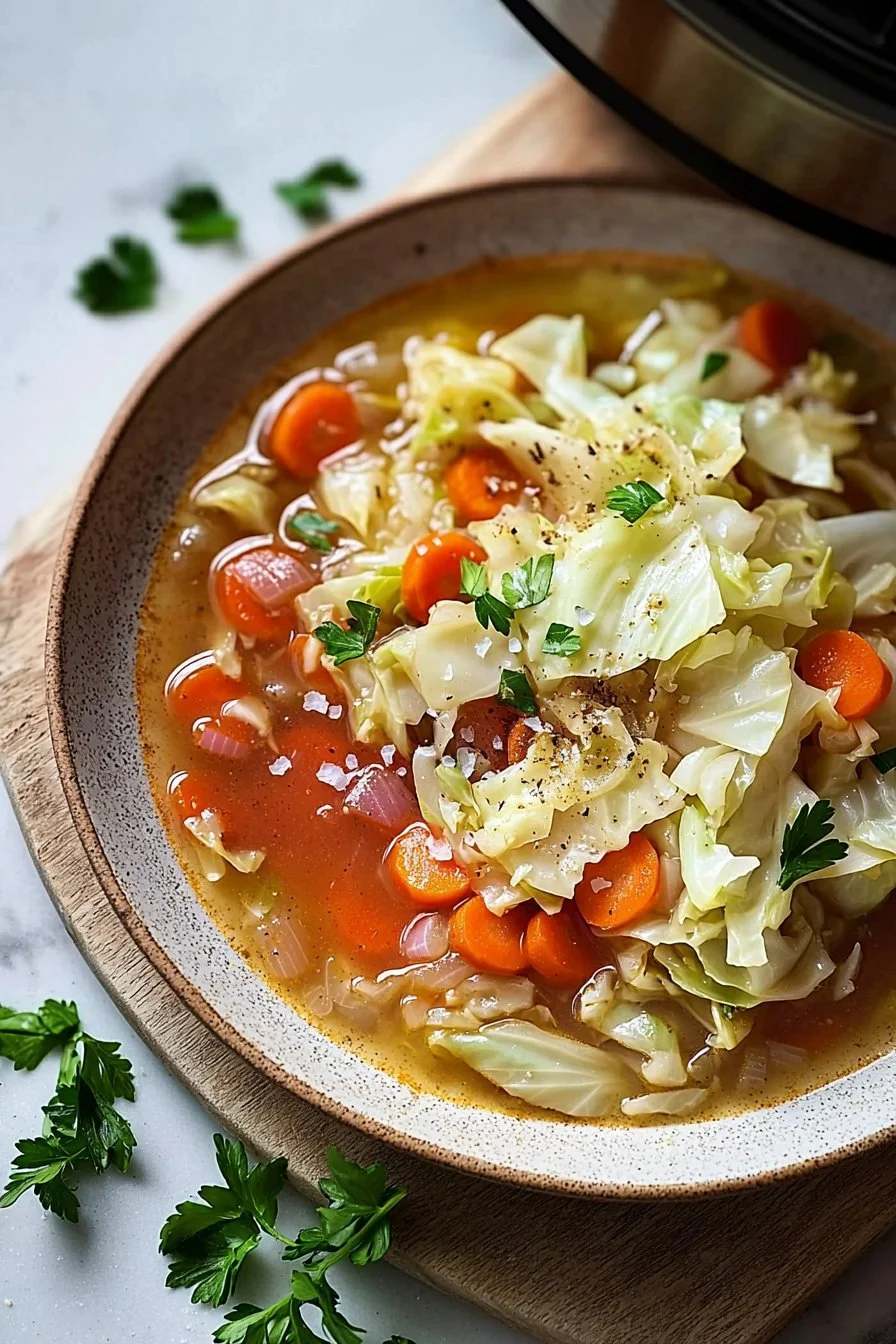 Schnelle Topf-Kohl-Suppe mit frischem Gemüse in einem Topf